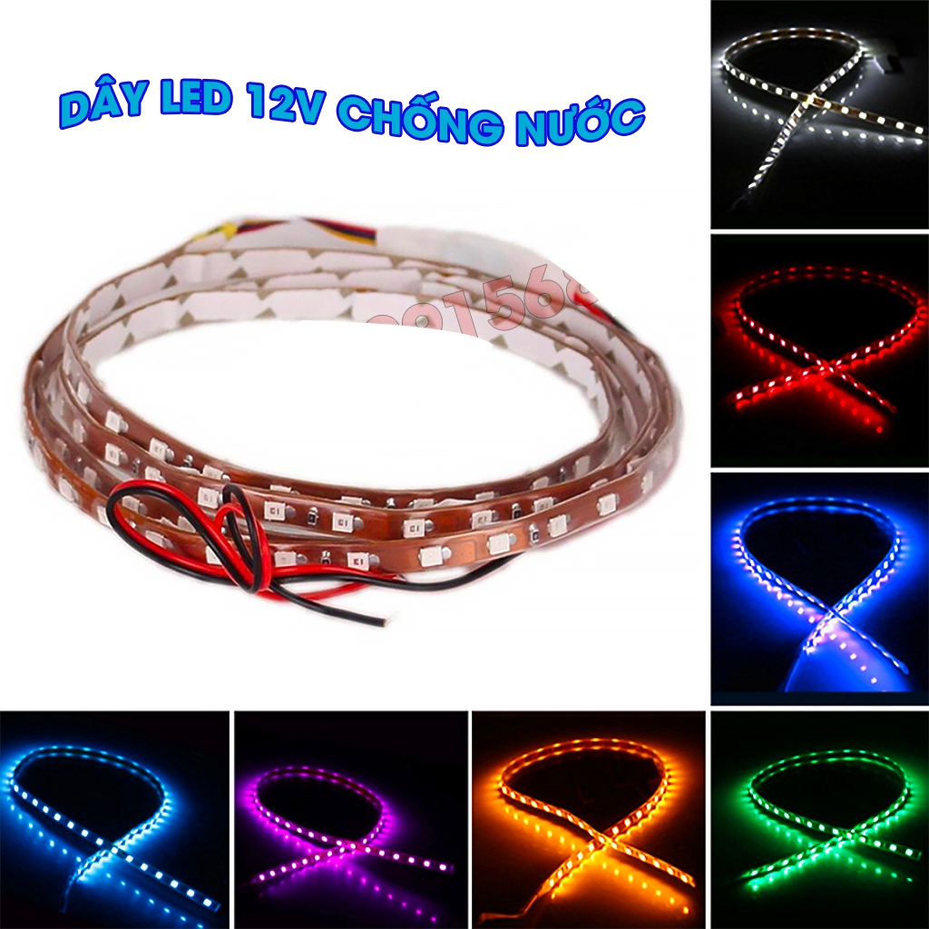 Dây led Loại Không Nháy 12V 50cm/100cm, Dây Đèn Led Trang Trí Điện 12V