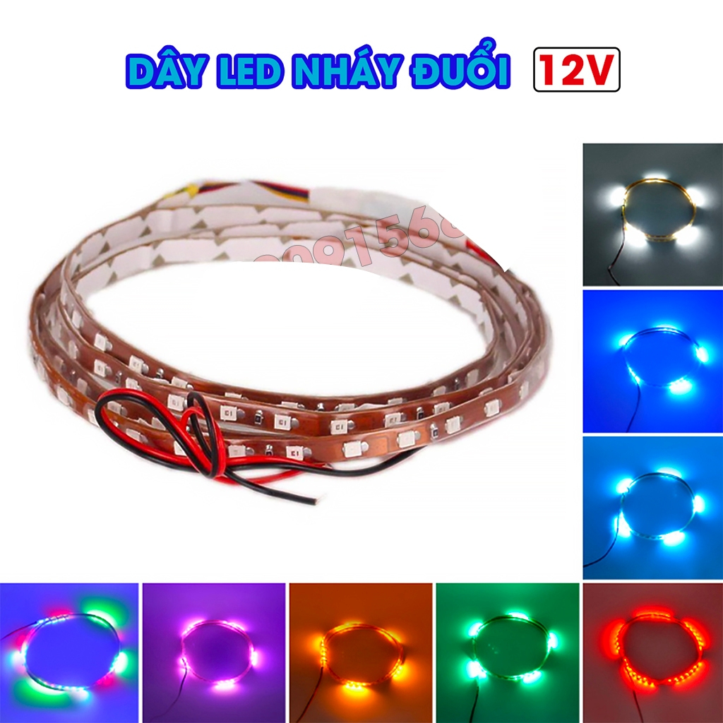 Dây Led Loại Nháy Đuổi 12V 50cm / 100cm, Dây Đèn Led Trang Trí Điện 12V