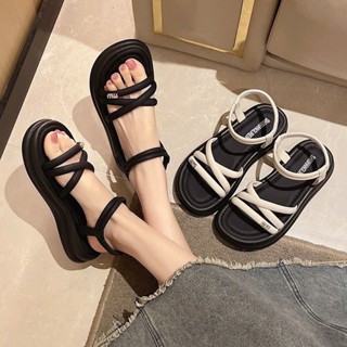  Dép Sandal Nữ Đan Dây Quai Da Đế Độn Đi Cực Êm Chân Tag MIU 