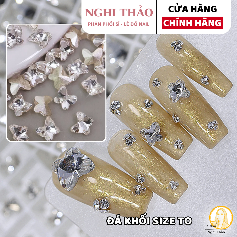 Đá khối nail hình bướm 15 viên size to