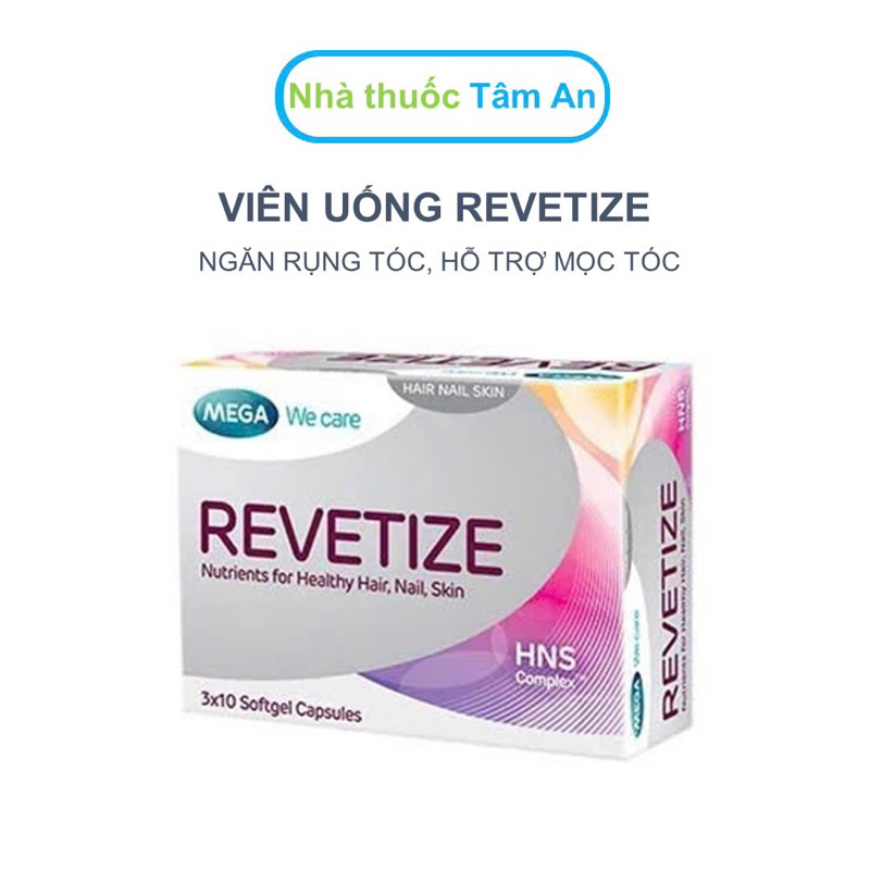  Viên uống REVETIZE hỗ trợ mọc tóc - Hộp 30 viên bổ sung vitamin giảm rụng tóc nuôi dưỡng tóc chắc khỏ 