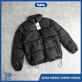   RAWS  Áo phao ZARA dài tay mác vuông đen 