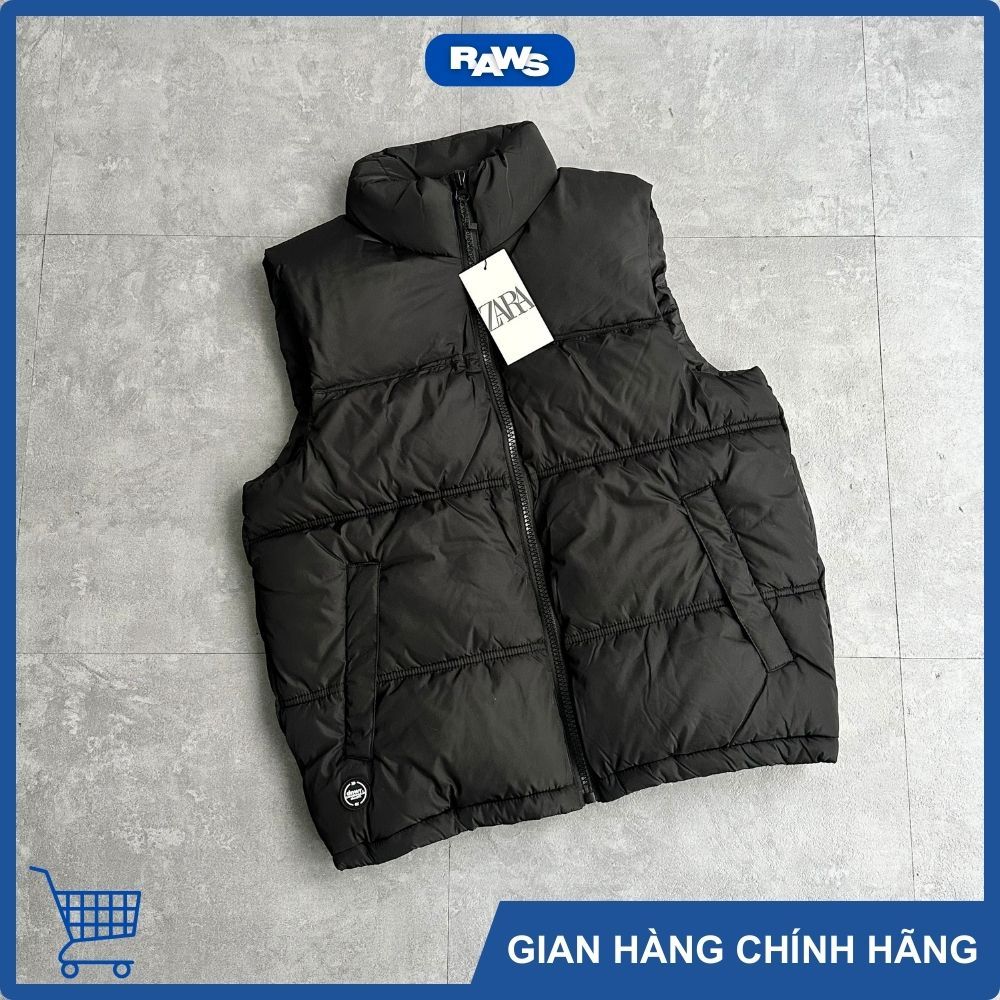   RAWS  Áo phao GILE chần bông Zara đen - mác tròn 