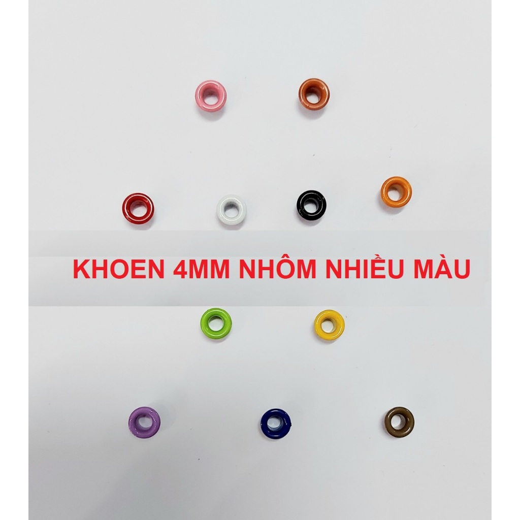 Khoen mắt cáo 4mm Nhôm Nhiều màu Túi 100 cái Có long đền Khoen bấm giày thể thao, đồ thủ công
