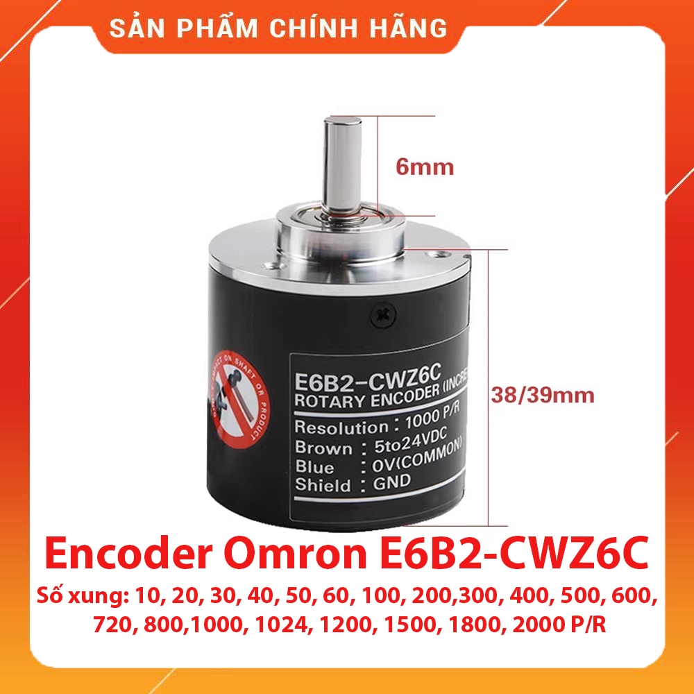 Encoder Omron E6B2-CWZ6C 1024 xung (1024p/r), Bộ mã hóa vòng quay E6B2-CWZ6C 1024P/R 2M OMS Omron