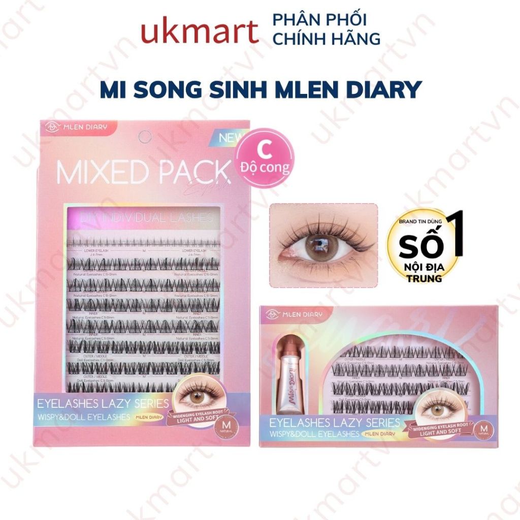 Mi song sinh Mlen Diary Lông mi giả cụm tách sợi gân trong mi dưới False Eyelashes