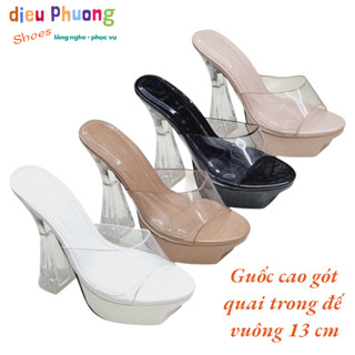 [Phom Nhỏ] Dép Nữ Đế Cao Quai Trong Viền Màu - Cao Gót 13 Phân Đế To Đúp Kép Hàng Cao Cấp QP199