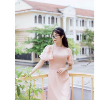 Áo dài 4 tà màu hồng tay bèo kèm quần co giãn nhẹ ÁO DÀI BẢO HIẾU