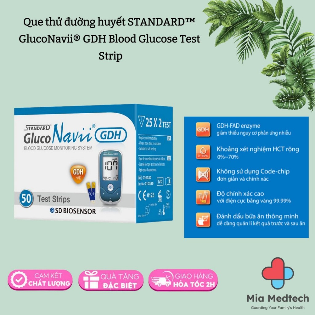 Que thử đường huyết STANDARD™ GlucoNavii® GDH Blood Glucose Test Strip