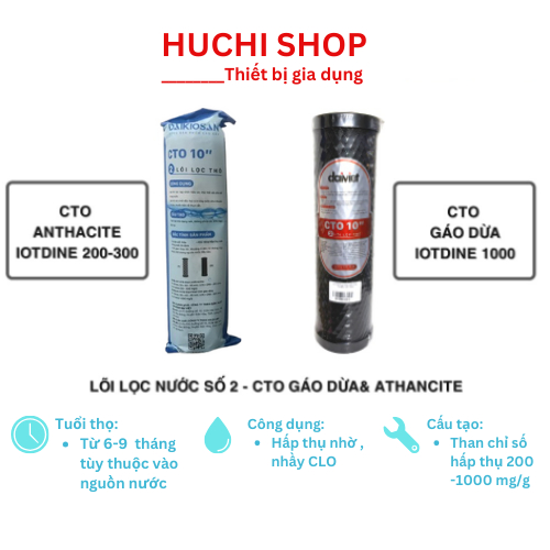 Lõi nước số 2 CTO dạng nén Anthancite & Than hoạt tính gáo dừa