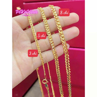 dây chuyền mạ vàng kiểu khoen lật kiểu dáng đơn giản thời trang sang bóng nam nữ đều đeo được