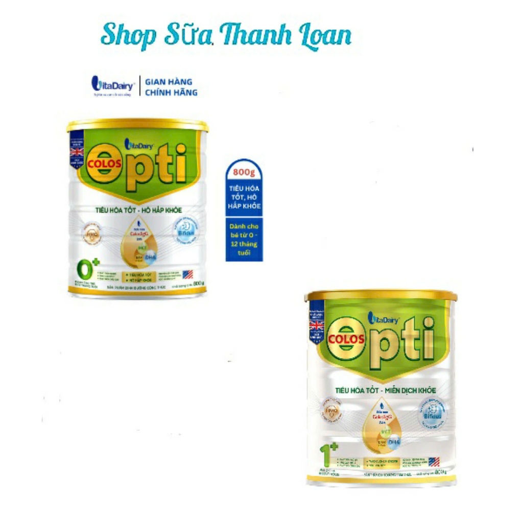 [HSD T12-2026] [Quét Mã QR Tích Xu] Sữa Bột Vitadairy Colos Opti 0+/ 1+ 800g.