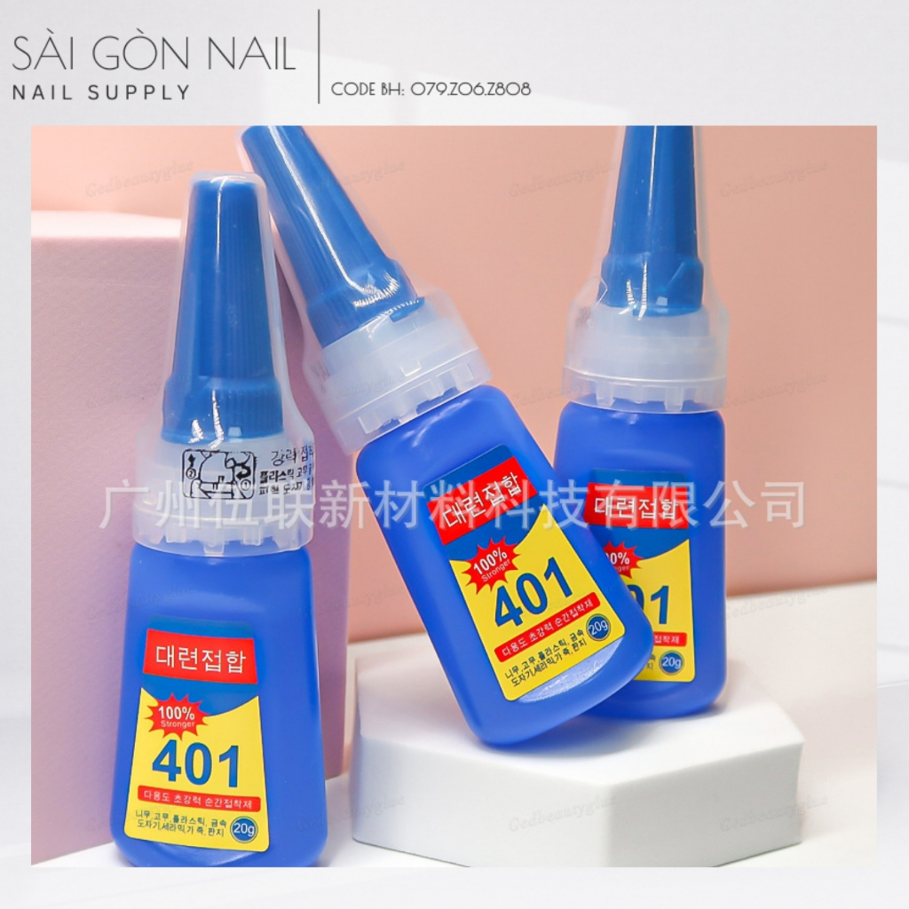 Keo 401 dán móng nail (20g) - Keo dán đa năng Hàn Quốc loại tốt chuyên dụng cho dân làm móng - Sài Gòn Nail