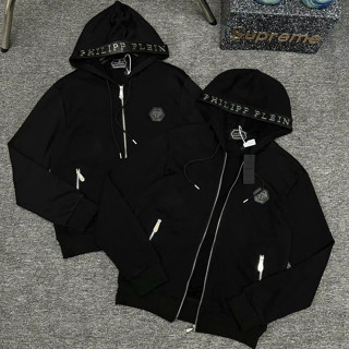 Áo Khoác, Áo Hoodie Len Tăm Philipp Plein Logo Sắt QP Ngực Mũ Thời Trang Philipp Cao Cấp