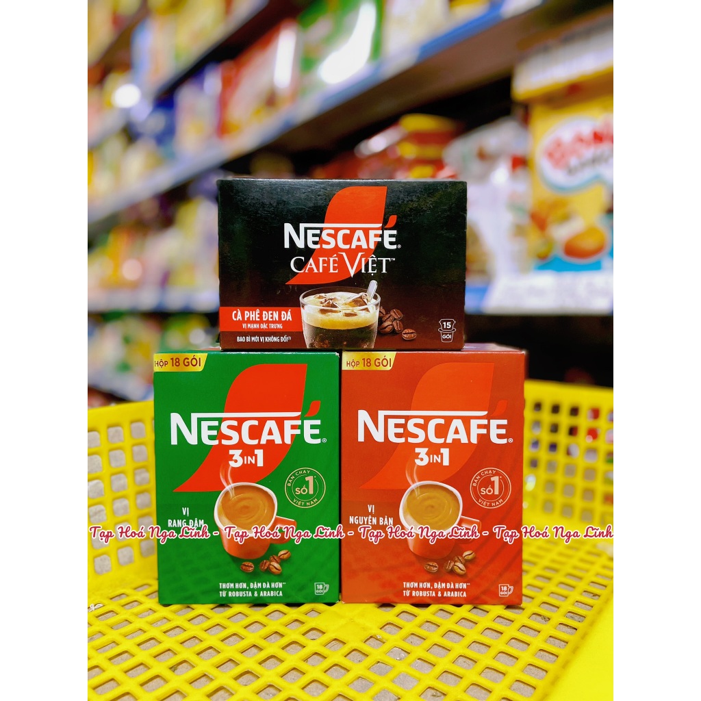 [Hộp 18 gói] Cà phê hoà tan Nescafe (Xanh - Đỏ)
