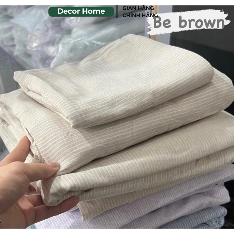 Bộ vỏ chăn ga gối Cotton Đũi Muji phong cách Hàn Quốc, size ga may theo yêu cầu Otama Bedding đủ size 1m6,1m8,2m2