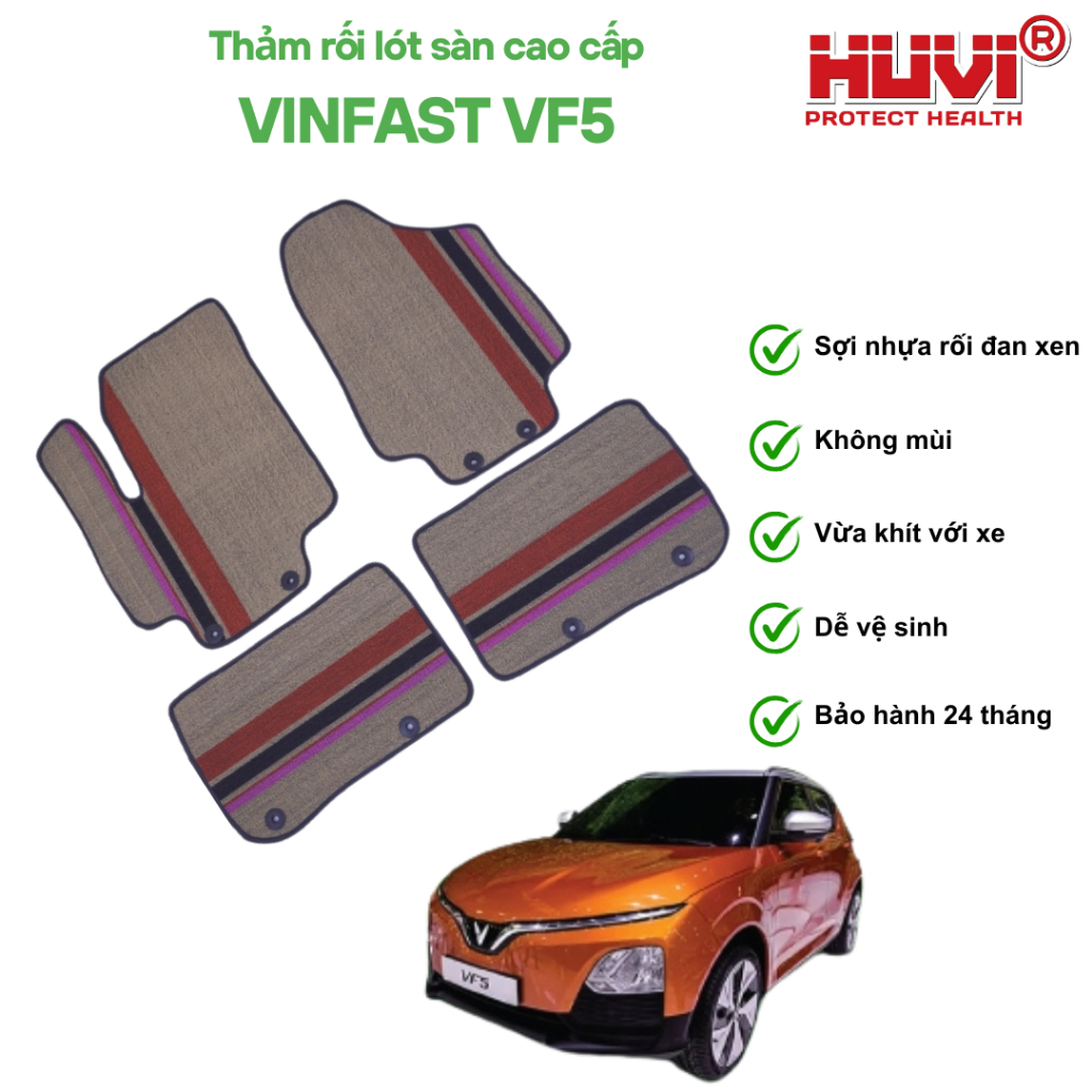 Thảm rối lót sàn ô tô Vinfast VF5 - Thảm Nhựa Rối HUVI ( DÙNG TRÊN THẢM NHỰA HUVI MỚI CÓ CHỐT)