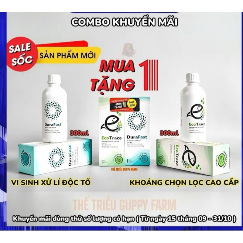 [MUA 1 TẶNG 1] Combo VisinhDuraFast & Khoáng chọn lọc cao cấp EcoTrace xử lý độc tố cho hồ cá. Chai 