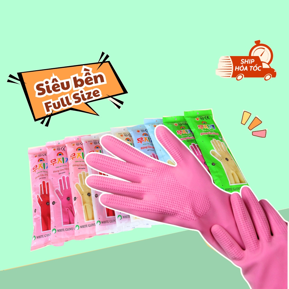 Bao Tay Cao Su Rửa Chén ?Freeship? Siêu Dai Đông Cầu Vồng, Chống Thấm Nước, Bảo Vệ Da Tay - Ppesupply