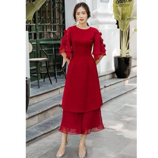 Áo dài cách tân 4 tà cao cấp hoa 3d