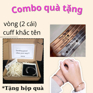 [MUA 2 TẶNG COMBO HỘP] Cặp vòng tay CUFF khắc tên theo yêu cầu không rỉ không đen Phụ Kiện Titan