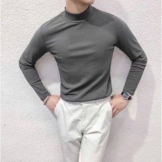 Áo Giữ Nhiệt Nam Cổ 3 Phân Dài Tay Lót Nỉ Cotton Thu Đông Giữ Ấm Thể Thao Tập Gym