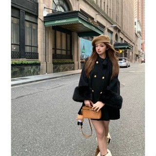 Áo Khoác Dạ Len Tay Dài Phối Lông Cao Cấp,Áo Vest Ngắn Màu Đen Thời Trang Nữ Q.C NHẬN ÁO TRƯỚC TẾT [MÃ TA048]