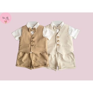 Bộ vest gile yếm công tử bé trai đầy tháng thôi nôi 5-23kg (size cho bé từ 1-6 tuổi)
