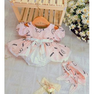 Set Body váy hồng kèm nón cho bé gái ⚡ FREESHIP ⚡ Váy công chúa cho bé gái sơ sinh - Chất liệu mềm mại và an toàn