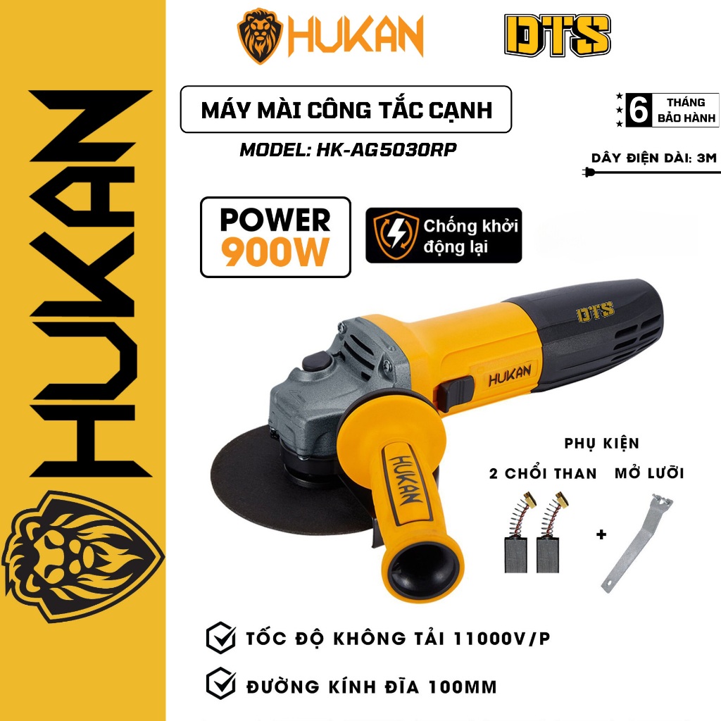 Máy mài điện công tắc cạnh đa năng HUKAN HK-AG5030RP | Công suất 900W, tính năng chống khởi động lại