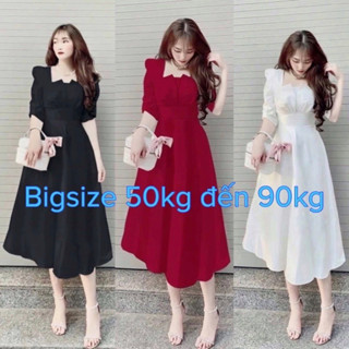   Shop bigsize nữ 50kg đến 90kg  Đầm dự tiệc đầm đỏ nữ dài qua gối - mã D55 