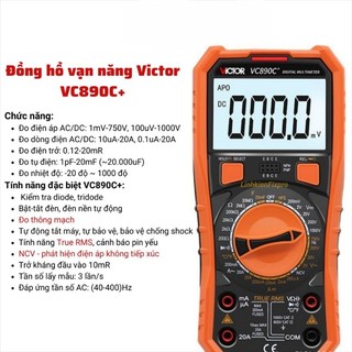 Đồng hồ đa năng Victor VC-890C+, đo điện áp, điện trở, tụ điện chuyên dùng sữa chữa xe máy, sữa chữa điện tử