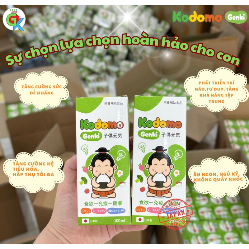 (Mua 5 tặng 1) KODOMO GENKI Dinh dưỡng học đường Nhật Bản chai 100ml