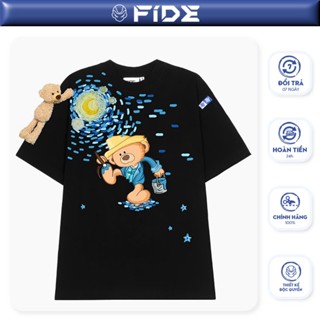 Áo thun FIDE TEEDY phông cotton unisex nam nữ form rộng cổ tròn áo đính gấu - AT35(TẶNG KÈM GẤU)