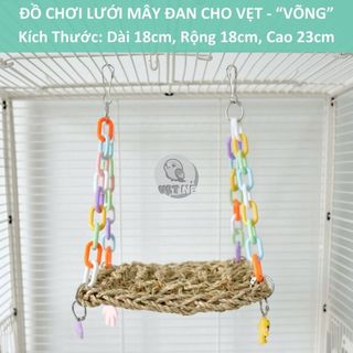 [Made by VetNe] Đồ Chơi Lưới Mây Đan Cho Vẹt - "VÕNG" - Dài 18 X Rộng 18 x Cao 23cm