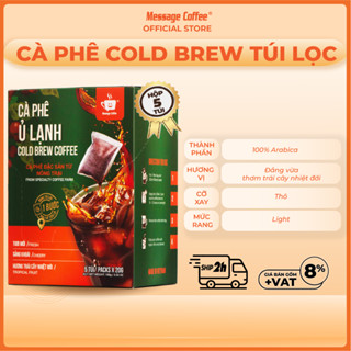 Cà phê Cold Brew túi lọc Arabica Cầu Đất, cafe tiện lợi một bước pha chế từ Message Coffee hộp 5 túi 20g