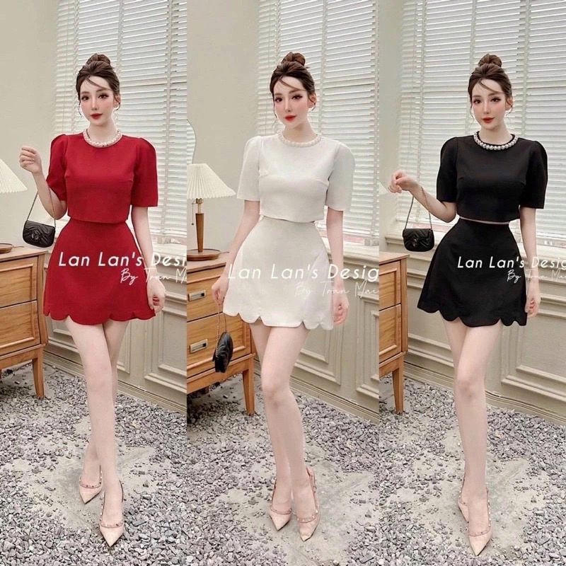 (SHOP nàng béo BIGSIZE 50kg đến 90kg )set áo croptop chân váy A