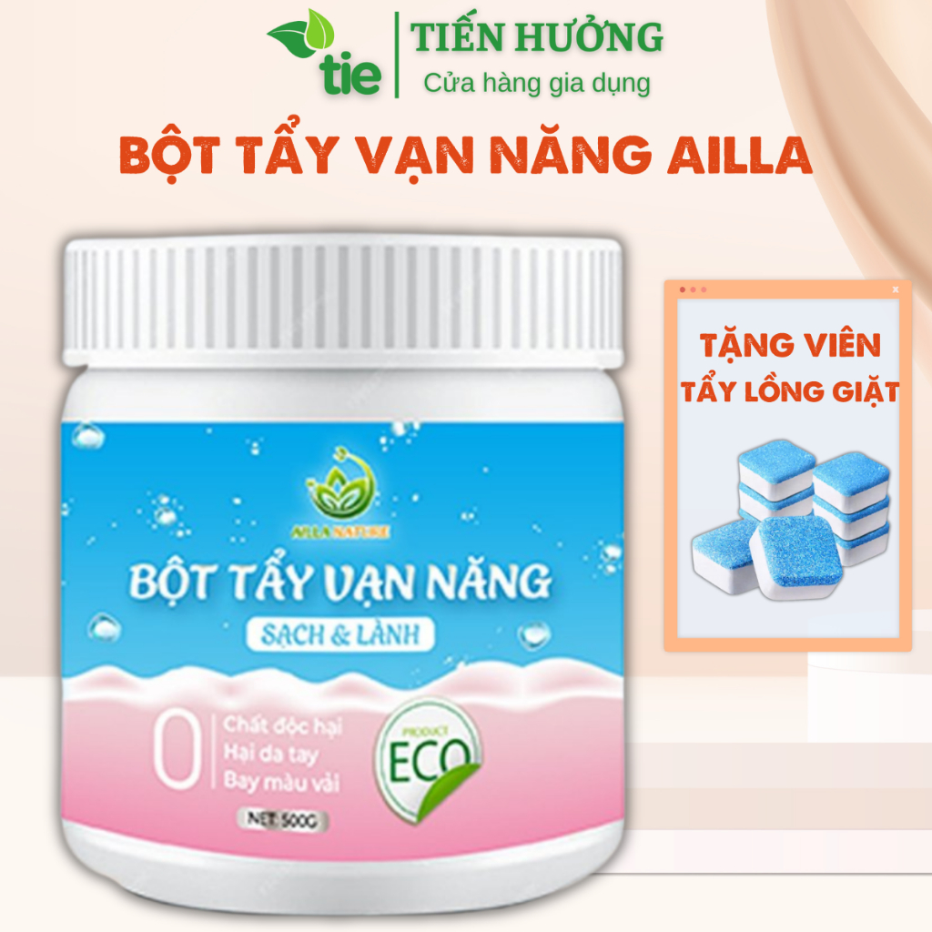 Bột Tẩy Vạn Năng Ailla Nature 450Gr Làm Sạch Đa Năng Từ Lưới Hút Mùi, Xoong Chảo, Quần Áo Dính Bẩn Đồ Ăn, Tẩy Lồng Giặt