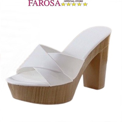 Guốc thời trang nữ cao gót đế đúp vân gỗ FAROSA -FC17 giày cao gót nữ quai xếp ly lên chân cực xinh