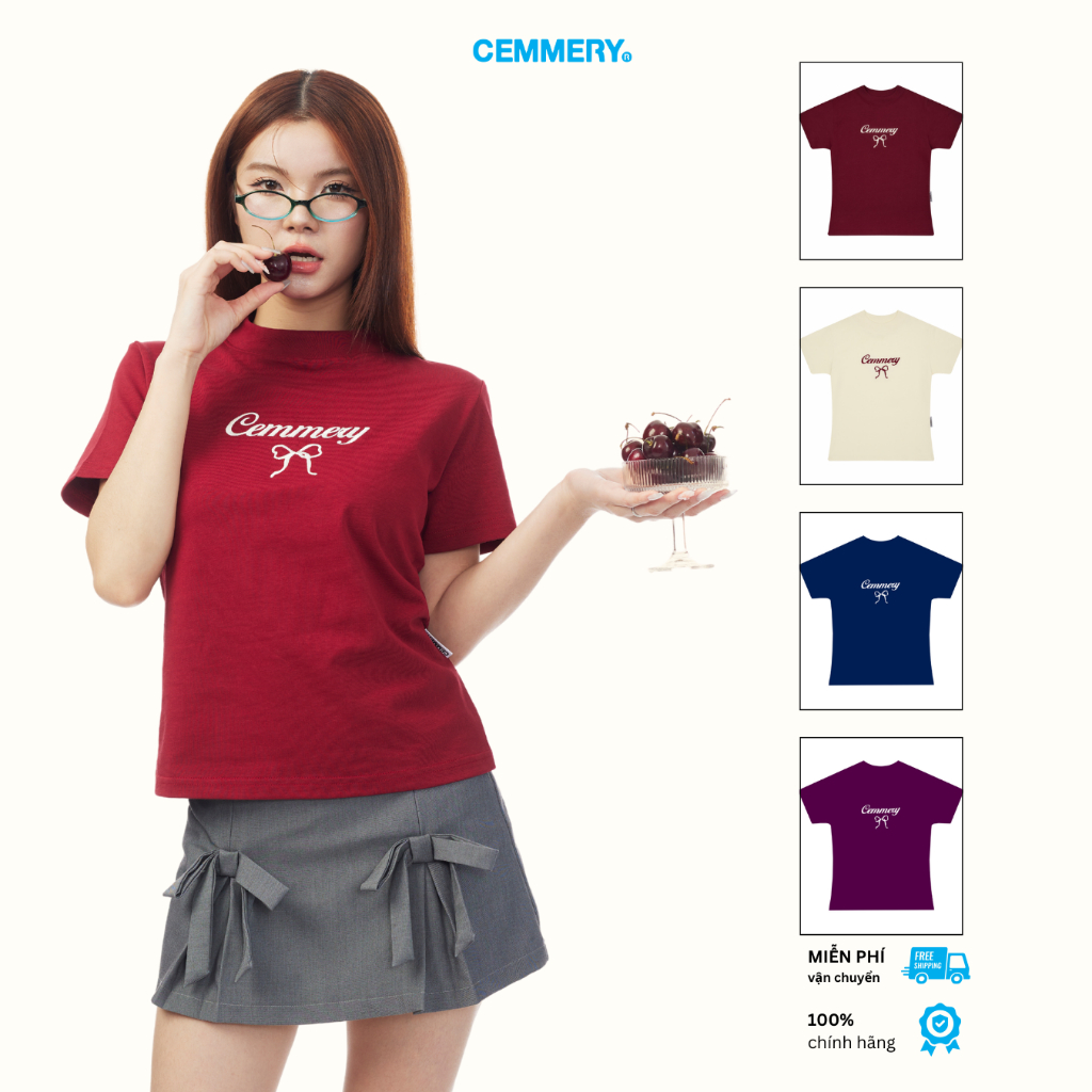 Áo Baby Tee CEMMERY Local Brand Chính Hãng Ribbon Baby Tee cổ cao 4 màu | BigBuy360 - bigbuy360.vn