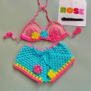bikini cho bé, đồ bơi đi biển quần và áo hoa nổi bật (có size người lớn)