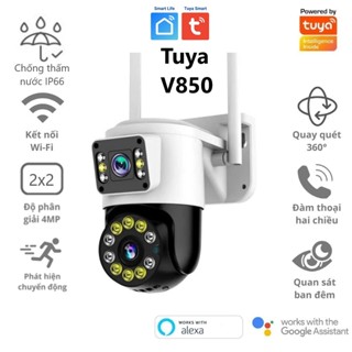 Camera TUYA Wifi 2 mắt / 1 mắt, không dây ngoài trời chống nước IP65 theo dõi chuyển động 360 độ, ống kính kép / đơn