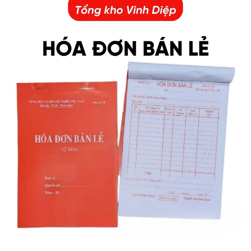 .Hóa đơn bán lẻ 2 liên,1 liên  giấy đẹp