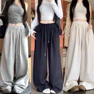 [QUẦN THU ĐÔNG LOẠI ĐẸP] Quần Nỉ Nữ Dáng Suông Ống Rộng Cạp Chun Dễ Phối Đồ m049