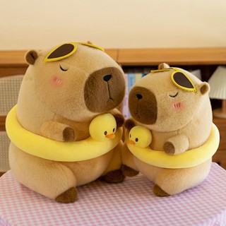 [SẴN HÀNG] Capybara nhồi bông đeo phao vịt cao cấp, Chuột lang bông bãi biển dễ thương, gấu bông hottrend độc đáo