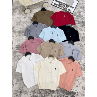 Áo len polo ngựa cổ bẻ khoá kéo tay cộc hàng qc A483