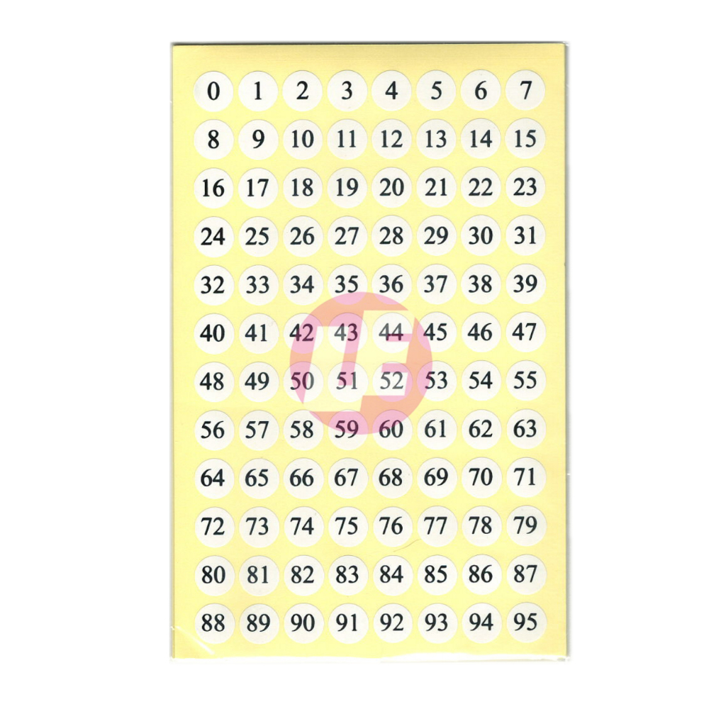 Giấy decal số (0 đến 95) (Xấp 10 tờ)