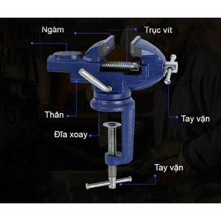 Ê tô kẹp bàn 360° đa năng V2, xoay linh hoạt, ngàm mở rộng 65mm, chịu lực tốt, hàng Taiwan chính hãng
