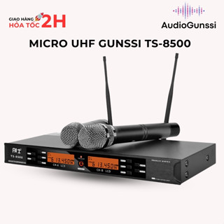 Bộ Micro Không Dây Chống Hú Kèm Đầu Thu Gunssi TS-8500, Mic Karaoke Chính Hãng Độ Nhạy Cao Lọc Âm Tốt, Tín Hiệu Ổn Định