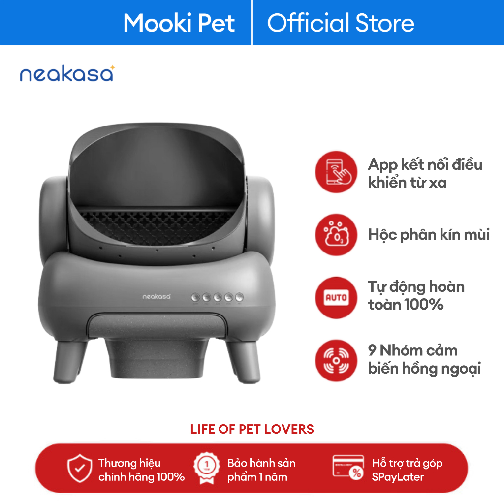 Máy dọn phân mèo tự động Neakasa M1 hỗ trợ mèo 1kg-14kg thiết kế kiểu dáng mở Mooki Pet